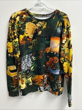 Soulland Floral Print Crewneck in Green and Yellow